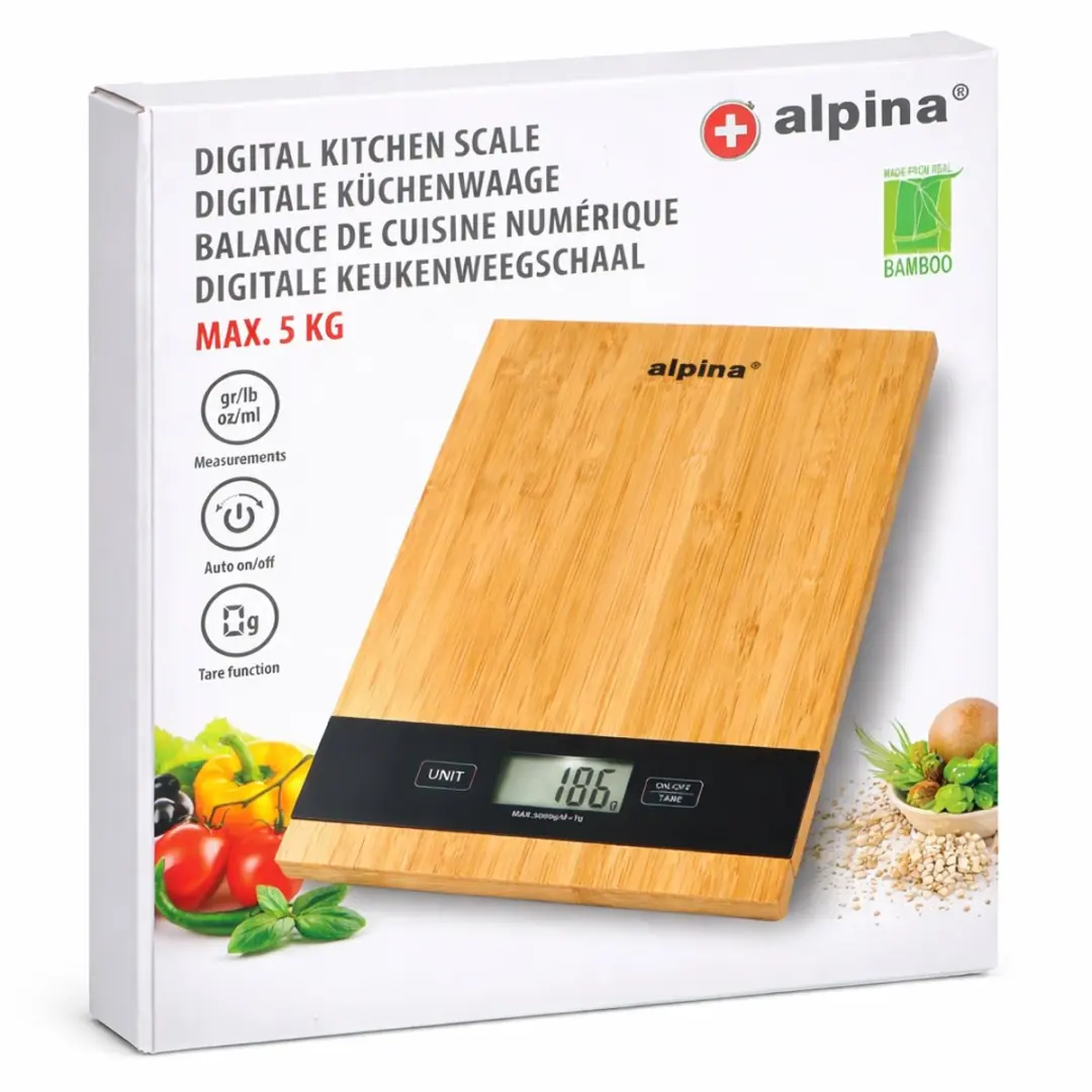 Alpina Digitale Keukenweegschaal 5kg - RVS