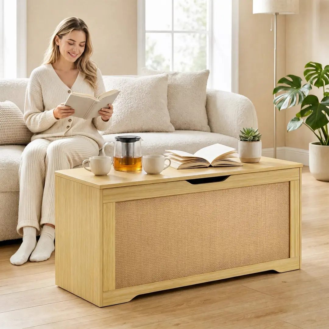 Homcom Opbergkist 100x40x45cm Eikenhout
