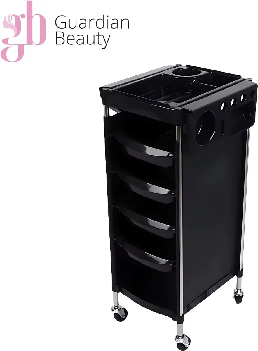 Guardian Beauty Salon Trolley 4W - Zwart - 4 Lades - afbeelding 3 van 6