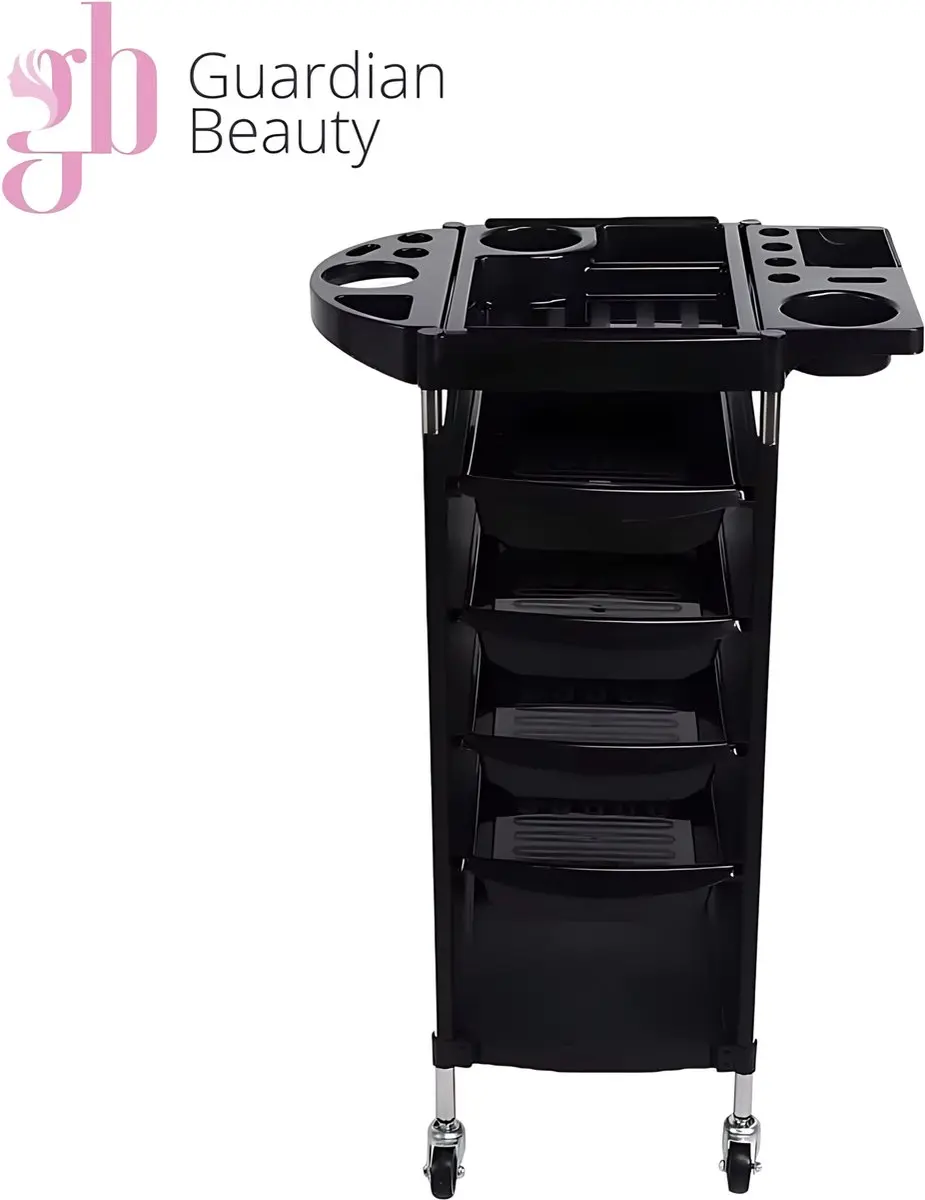 Guardian Beauty Salon Trolley 4W - Zwart - 4 Lades - afbeelding 4 van 6