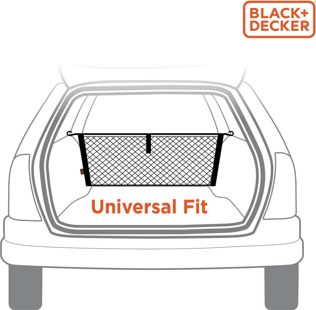 BLACK+DECKER Elastisch Bagagenet Kofferbak 125x30cm - Zwart - afbeelding 6 van 6