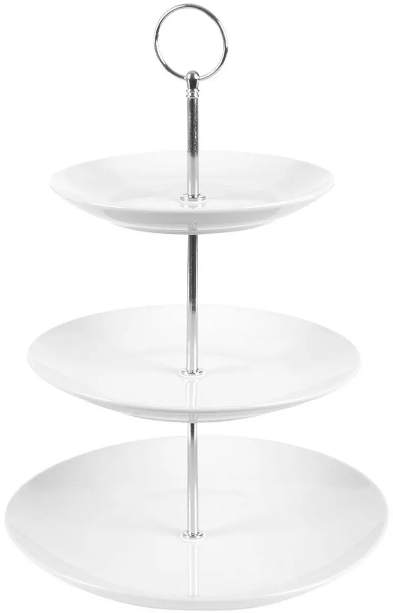 Excellent Houseware Porseleinen Etagère 3 Etages - Wit