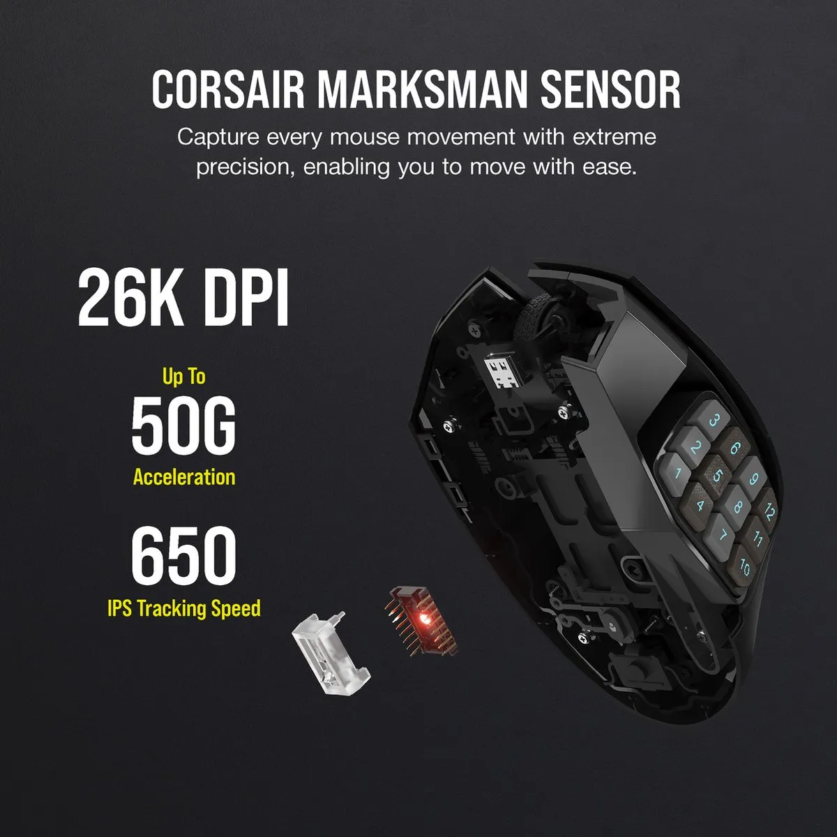 Corsair Scimitar Elite CH-9314311-EU Gaming Muis - Draadloos - 16 Knoppen - Zwart