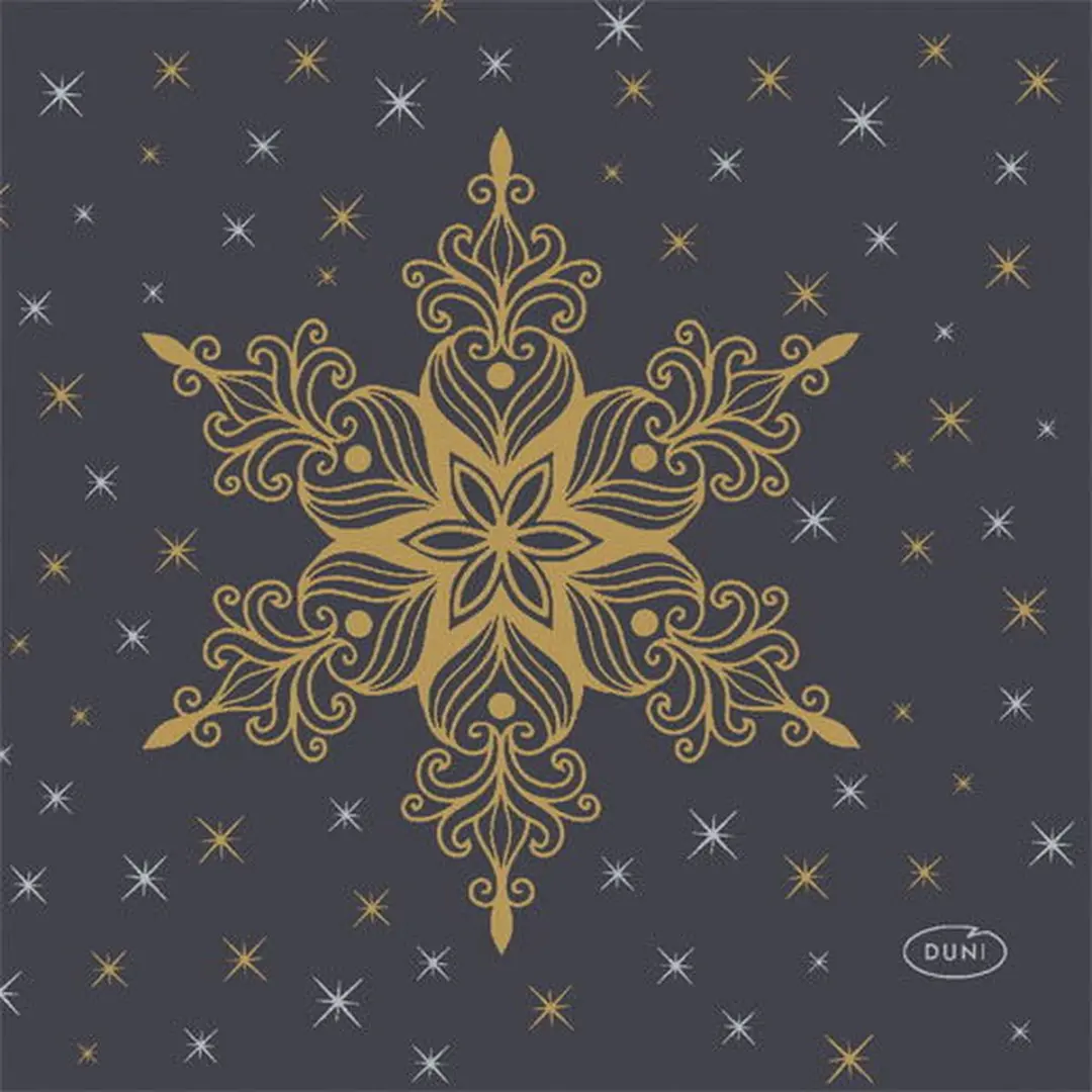 Duni Snowstars Black Servetten 24x24cm