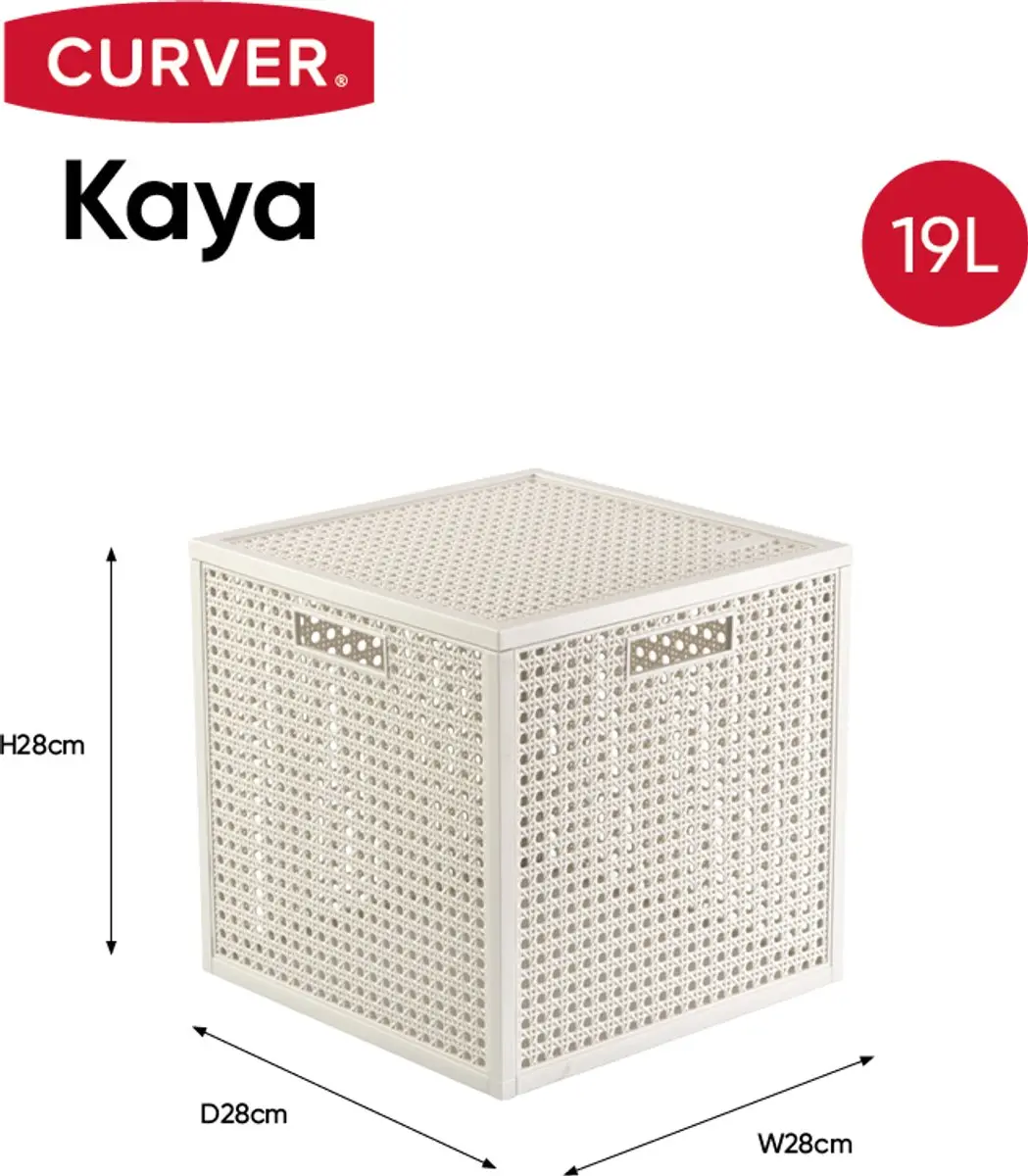 Curver Kaya Opbergmand Cube 19L - 28x28x28cm - Wit - afbeelding 6 van 6