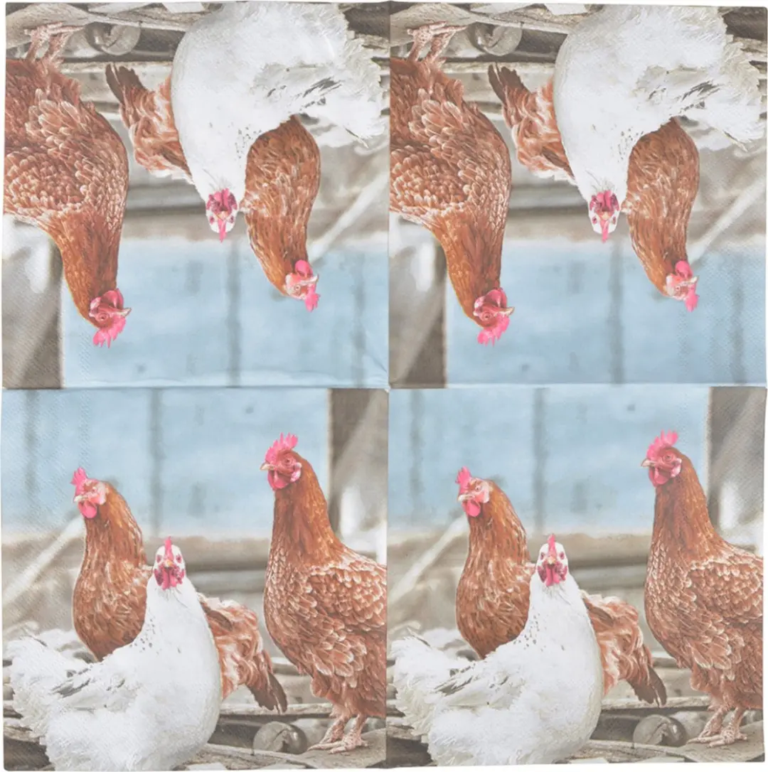 Esschert Design Pasen Servetten 20 Stuks - 33x33cm - Boerderij Kippenprint