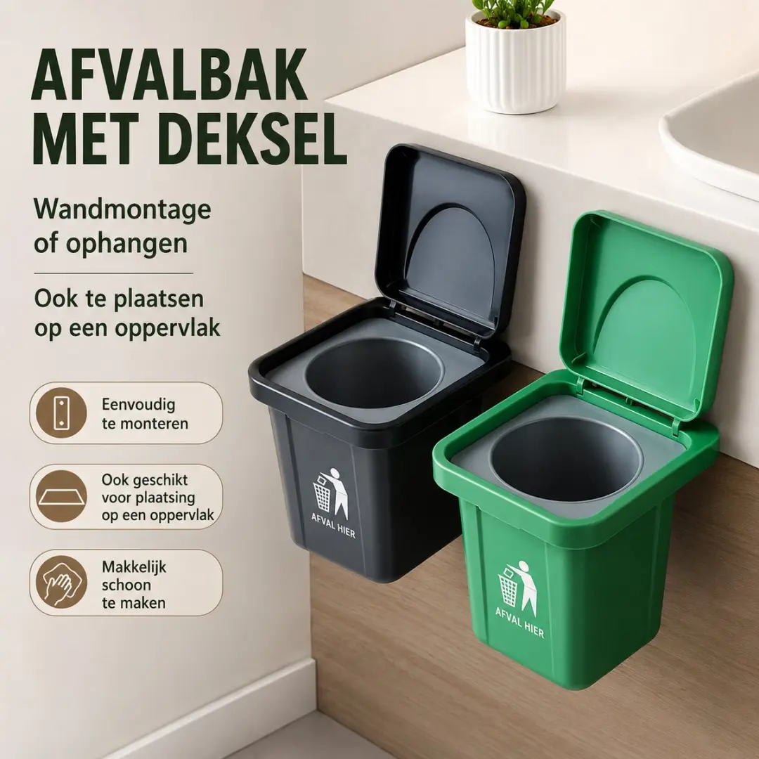 RedParrot Kliko Asbak Prullenbak - Zwart