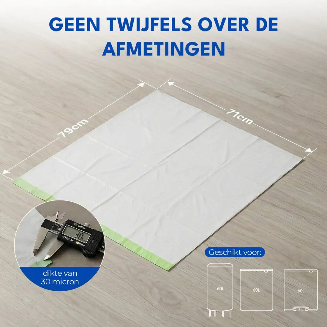 Simple Vuilniszakken 60L - 120 Stuks (6x20) - Wit/ Groen