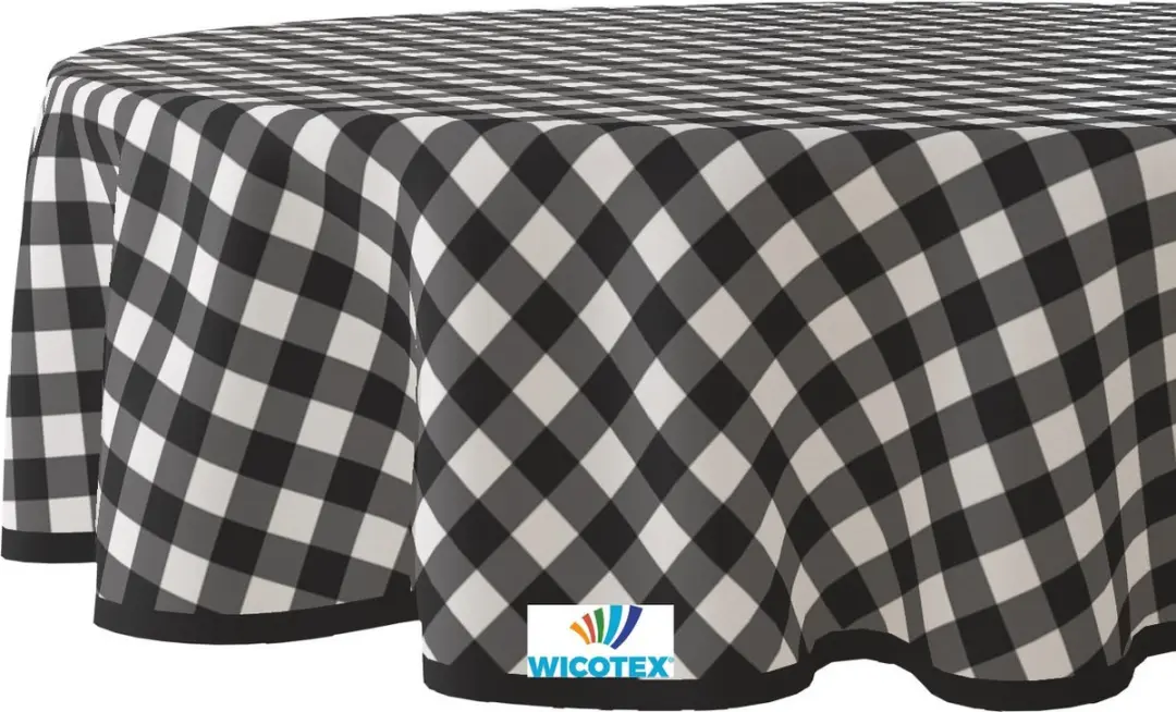 Wicotex Tafelzeil Ruit Zwart Rond 160cm