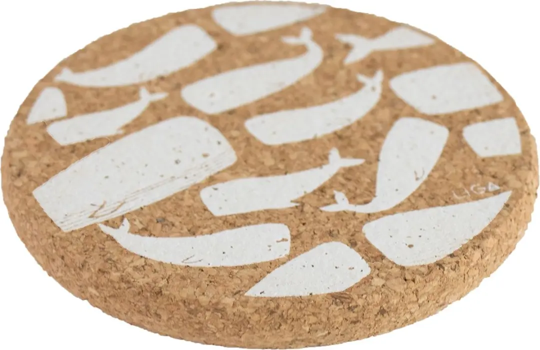 Liga Walvis Onderzetter Set - 4 Stuks - Kurk - Beige