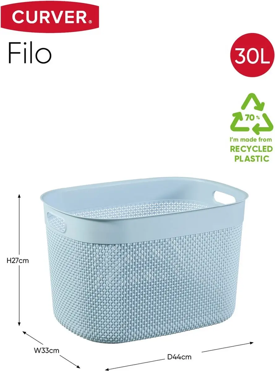 Curver Filo Mand XL 30L - 44x33x27cm - Lichtblauw