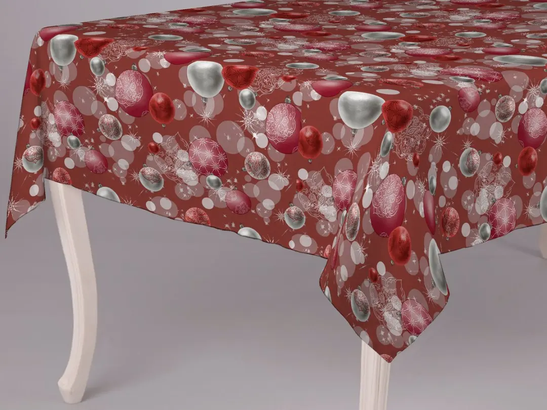 Wicotex Tafelzeil Kerstballen 140x240cm - Rood