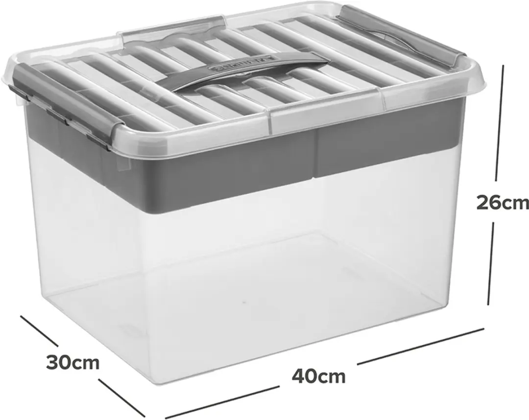 Sunware Q-line Opbergbox 22L - 40x30x26cm - Grijs - afbeelding 2 van 6