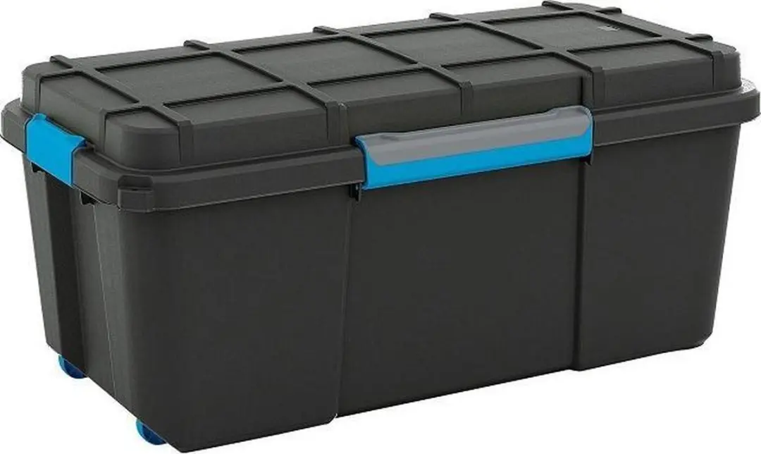 KIS Scuba Opbergbox 80L - 78x39,5x35cm - Zwart/Blauwe Clips