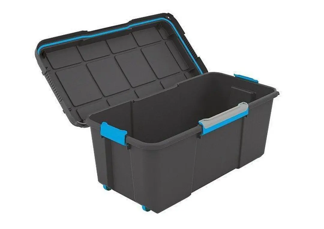 KIS Scuba Opbergbox 80L - 78x39,5x35cm - Zwart/Blauwe Clips