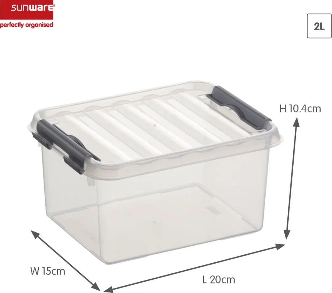 Sunware Q-line Opbergbox 2L - 20x15x10,4cm Grijs - afbeelding 2 van 4