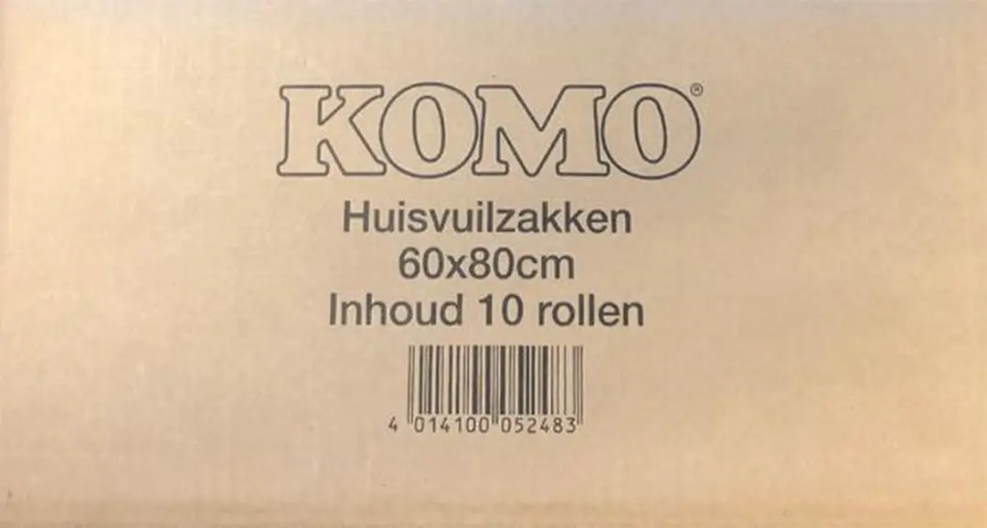 KOMO Afvalzakken 60L - 200 Stuks (10x20) - Grijs