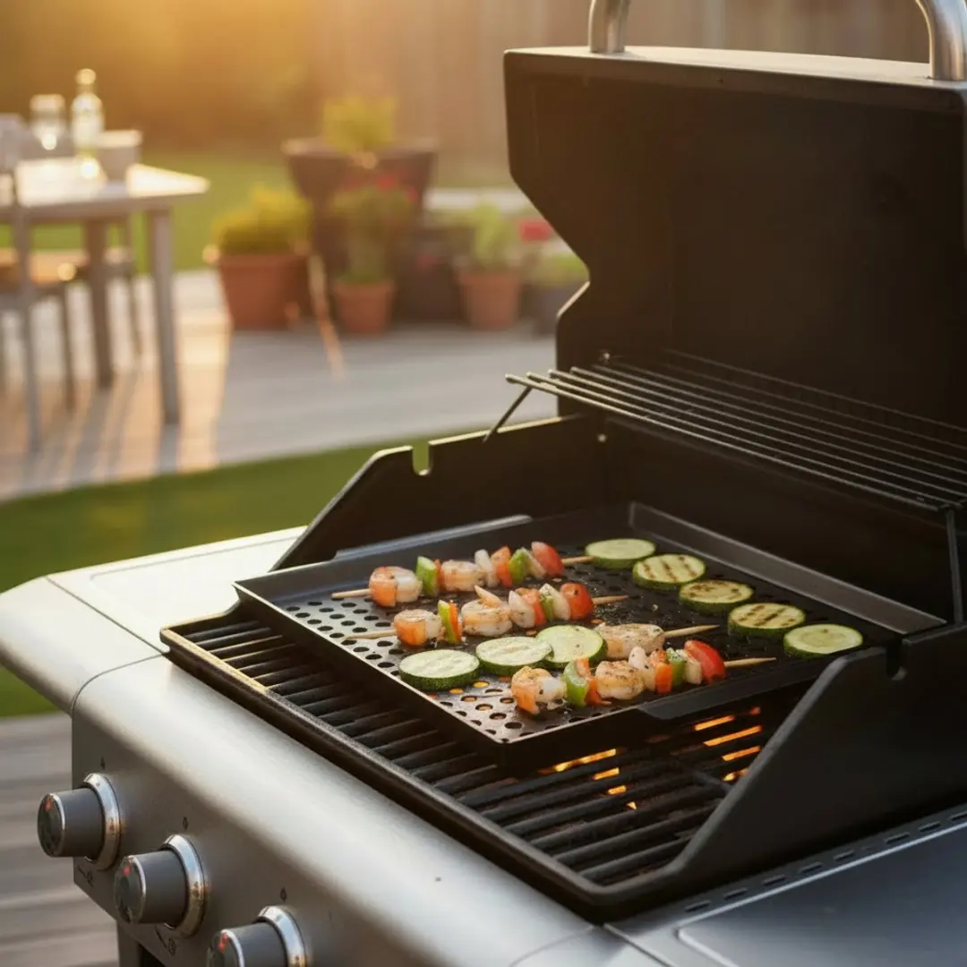 Cookinglife BBQ Grillplaat Fire & Flavour 38x28cm - Metaal Zwart