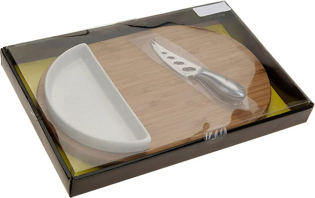 Excellent Houseware DSM Kaasplank 3-delig - Hout - Ø25cm