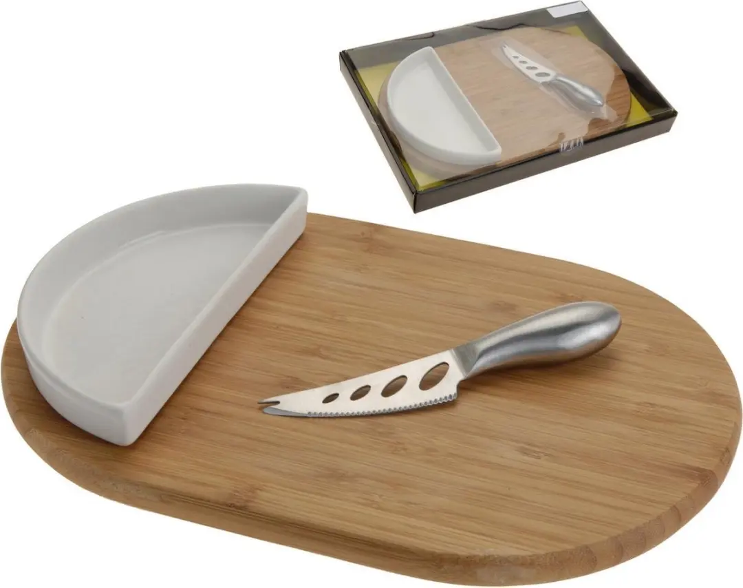 Excellent Houseware DSM Kaasplank 3-delig - Hout - Ø25cm