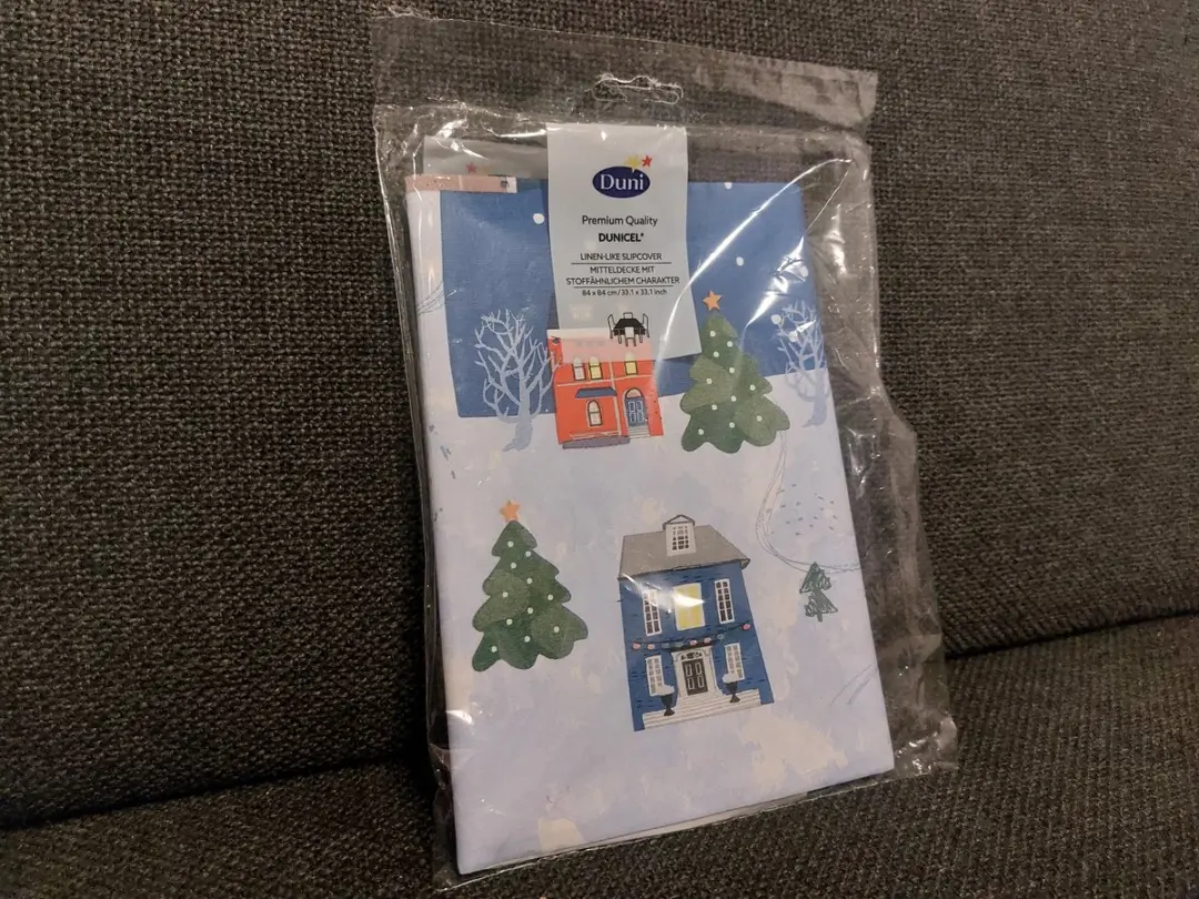 Duni Kerst Tafelkleed 84x84cm - Blauw Kerstdorp