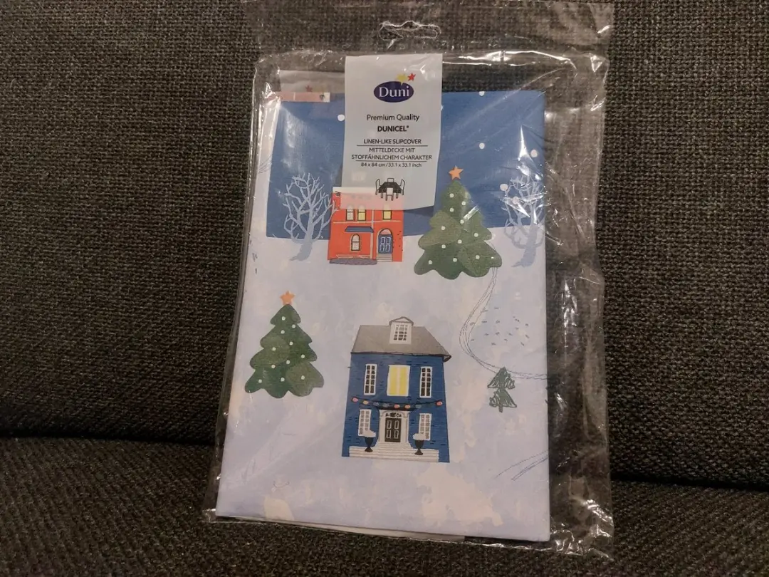 Duni Kerst Tafelkleed 84x84cm - Blauw Kerstdorp