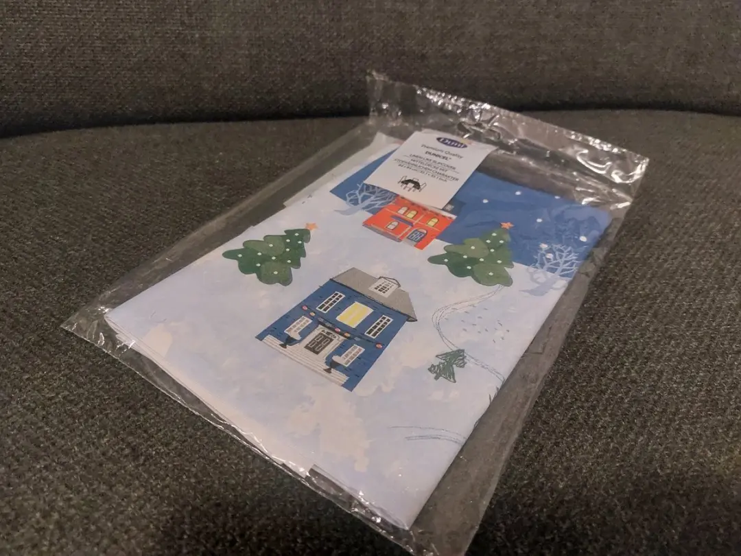 Duni Kerst Tafelkleed 84x84cm - Blauw Kerstdorp