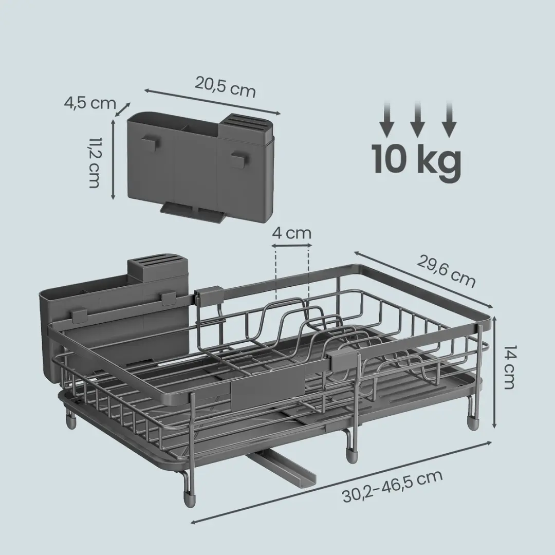 Songmics KCS556GT01 Afdruiprek - Uittrekbaar - Staal - Grijs