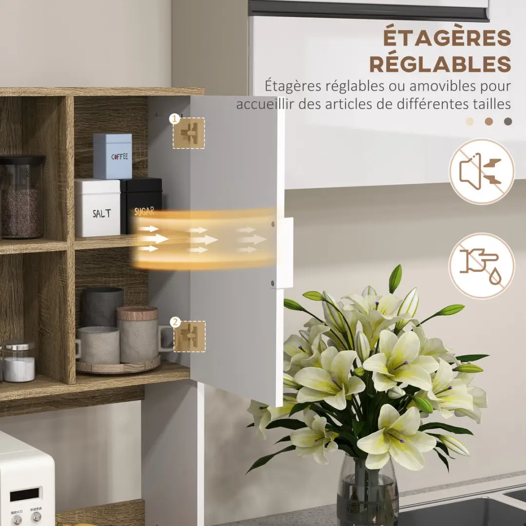 Homcom Keukenkast 98x39x180cm - Wit