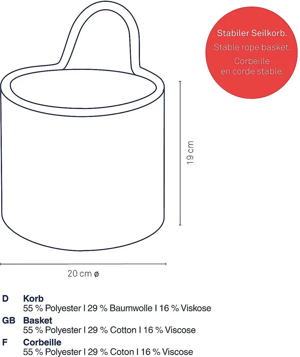 Kela Hedda Mand - Ø20cm Wit/Zwart