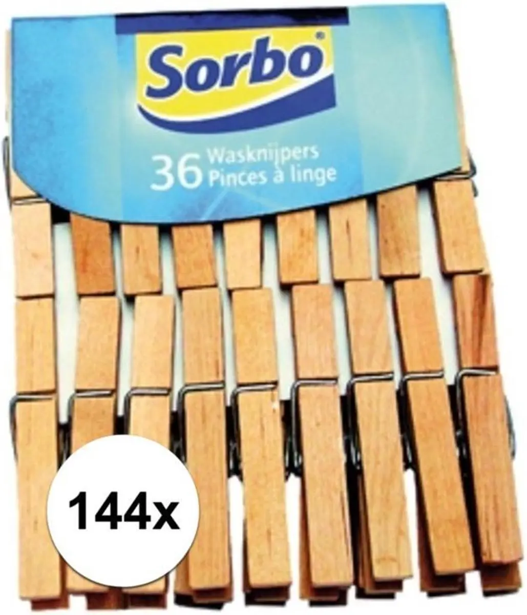 Sorbo Wasknijpers Hout 144 Stuks - afbeelding 6 van 6