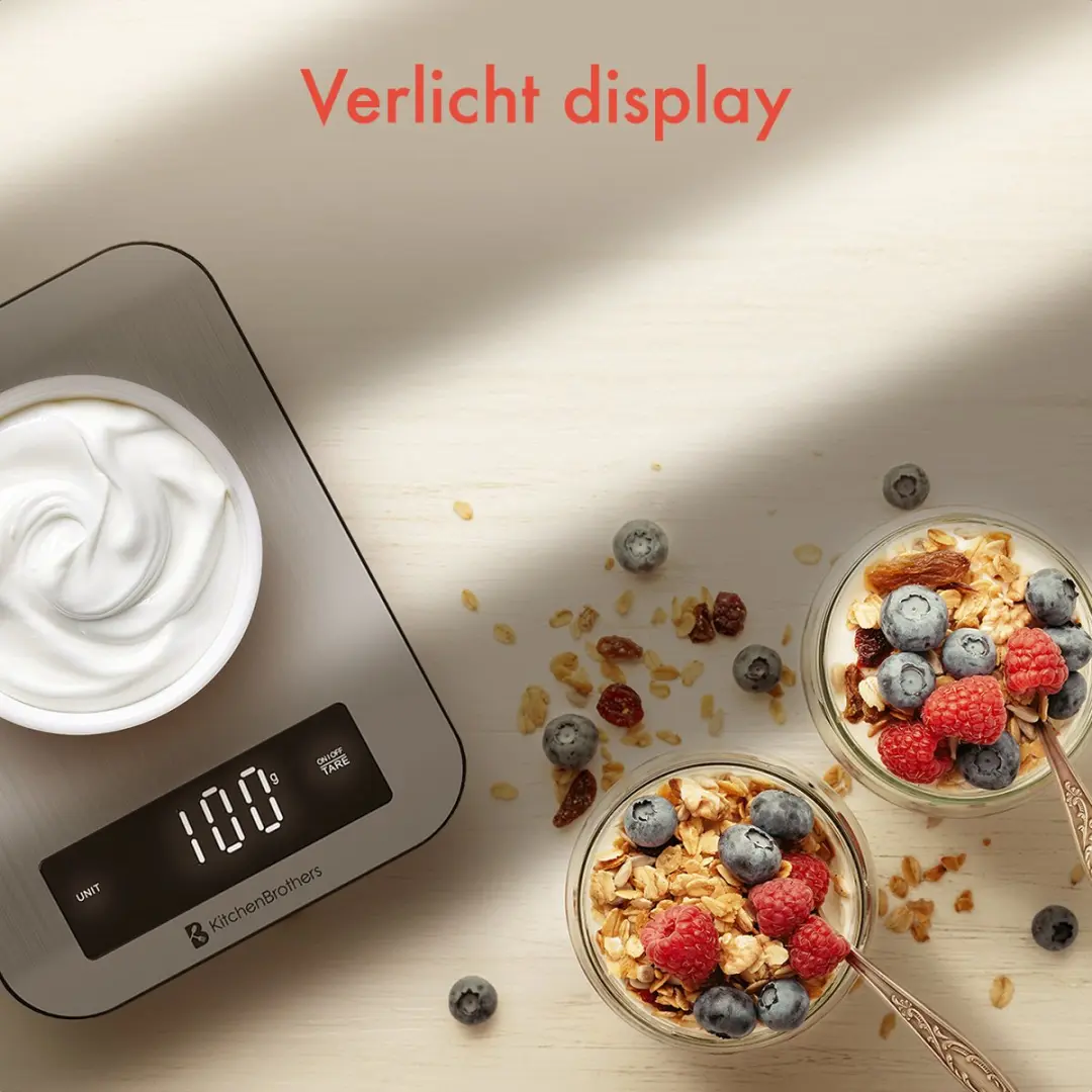 KitchenBrothers AU4009 Keukenweegschaal - Digitaal 1g-10kg - RVS