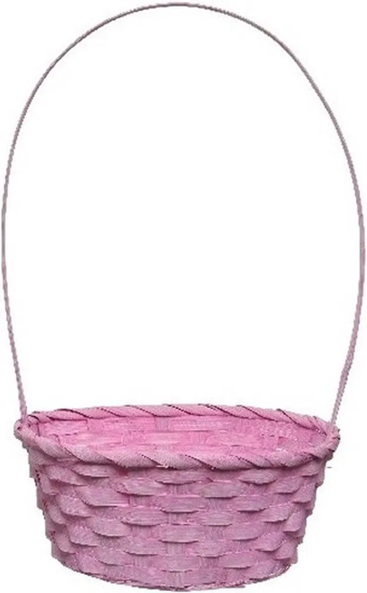 Kaemingk Rieten Mandje Roze - 2 Stuks - Ø20xH38cm