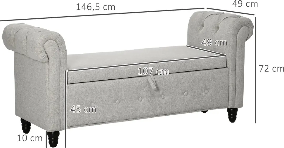 Homcom Opbergpoef Grijs 100L