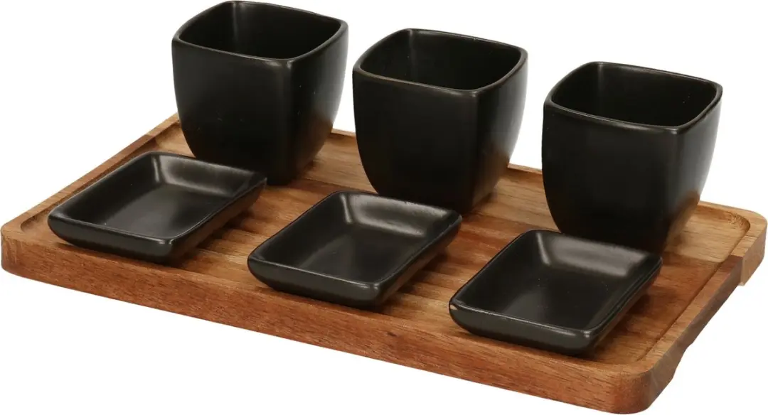 Excellent Houseware Serveerplank met 3 schaaltjes