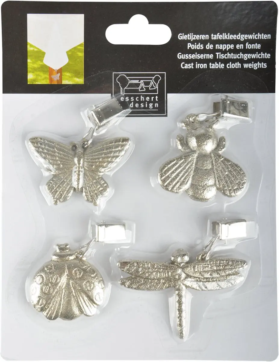 Esschert Design Tafelkleedgewichten Insecten - Gietijzer - 4 Stuks
