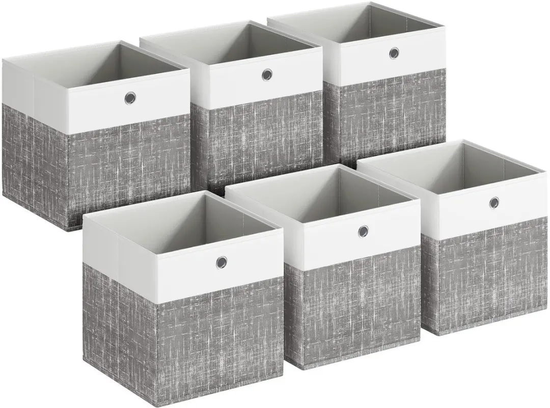 Songmics Opbergbox RFB430GM02 - 6 Stuks - 27L - Wit-Grijs