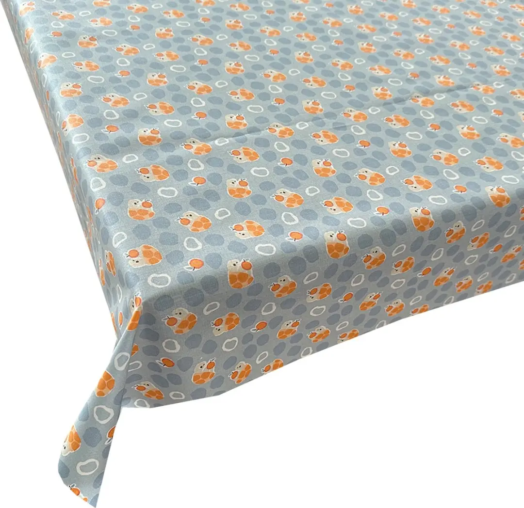 BINK Bedding Tafelkleed Turtle Orange - 145x600cm - Acryl gecoat - Blauw/ Oranje