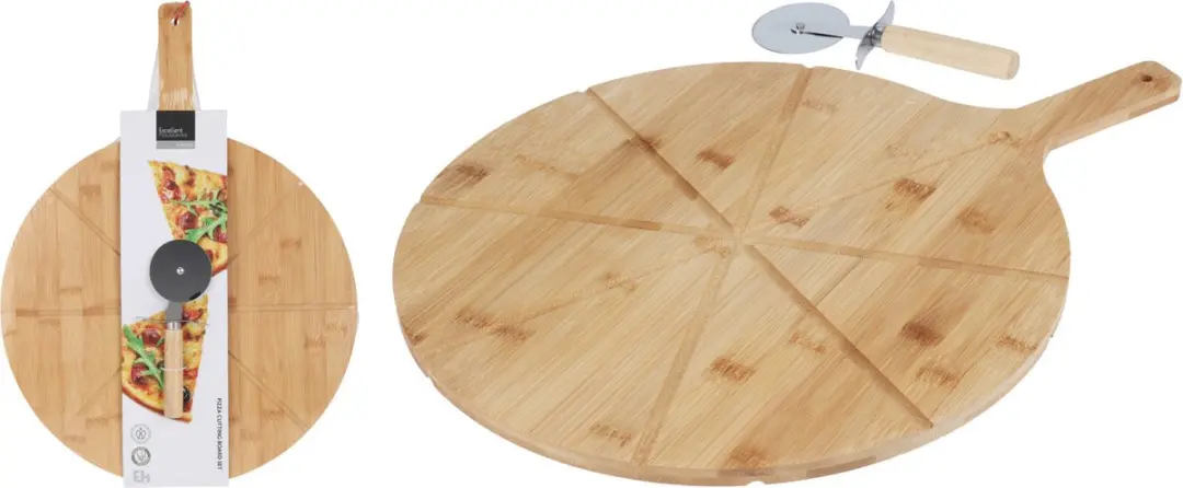 Excellent Houseware Pizza Serveerplank Bamboe 38cm - Dubbelzijdig