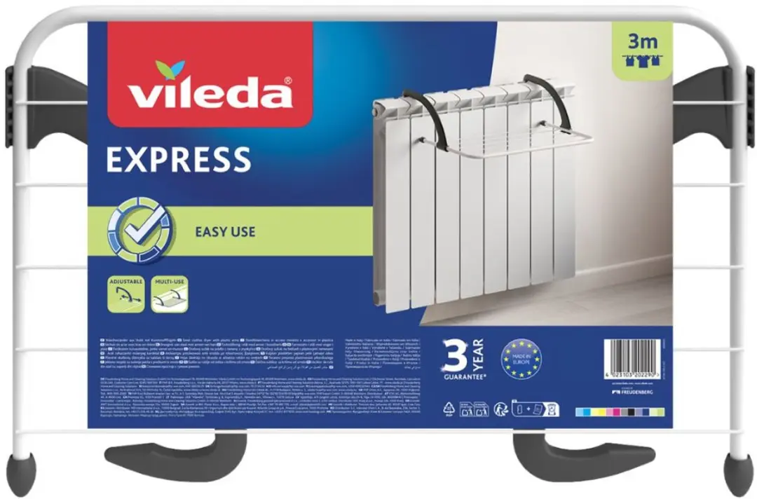 Vileda Express Droogrek 3m - Radiator - Grijs/Wit