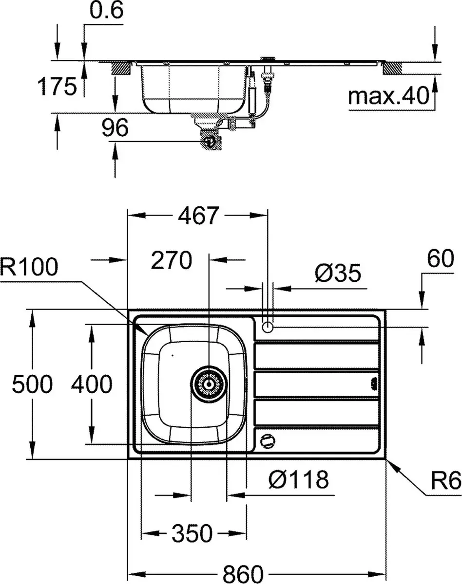 GROHE BauEdge RVS Spoelbakset 31562SD1 - Chroom