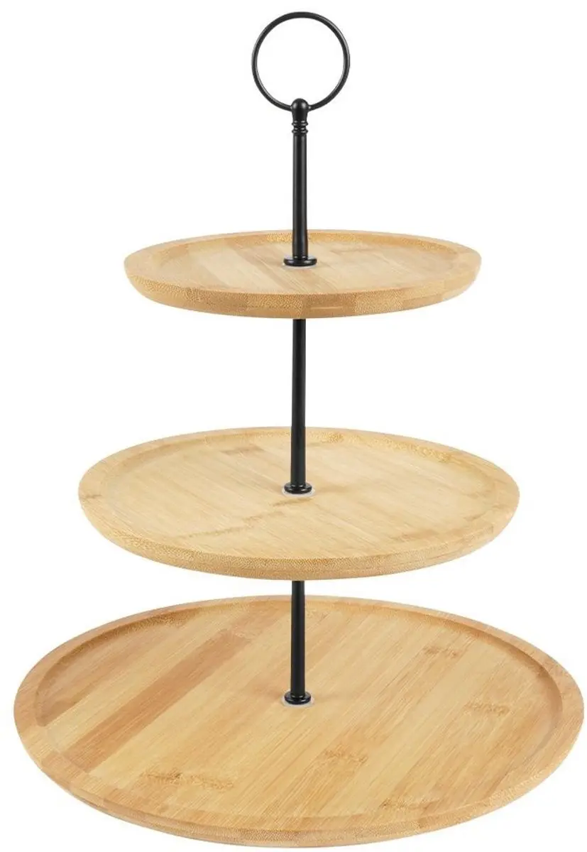 Excellent Houseware Bamboe Etagère 3-laags - 28x40cm - Beige