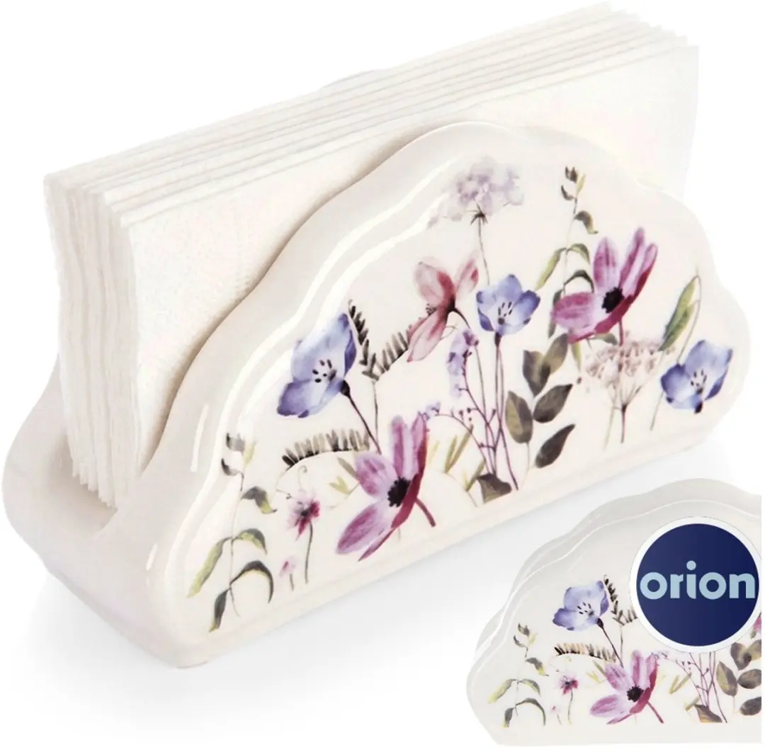 Orion Louka Servettenhouder Porselein Bloemen - 13x4,5x7cm - Veelkleurig - afbeelding 6 van 6