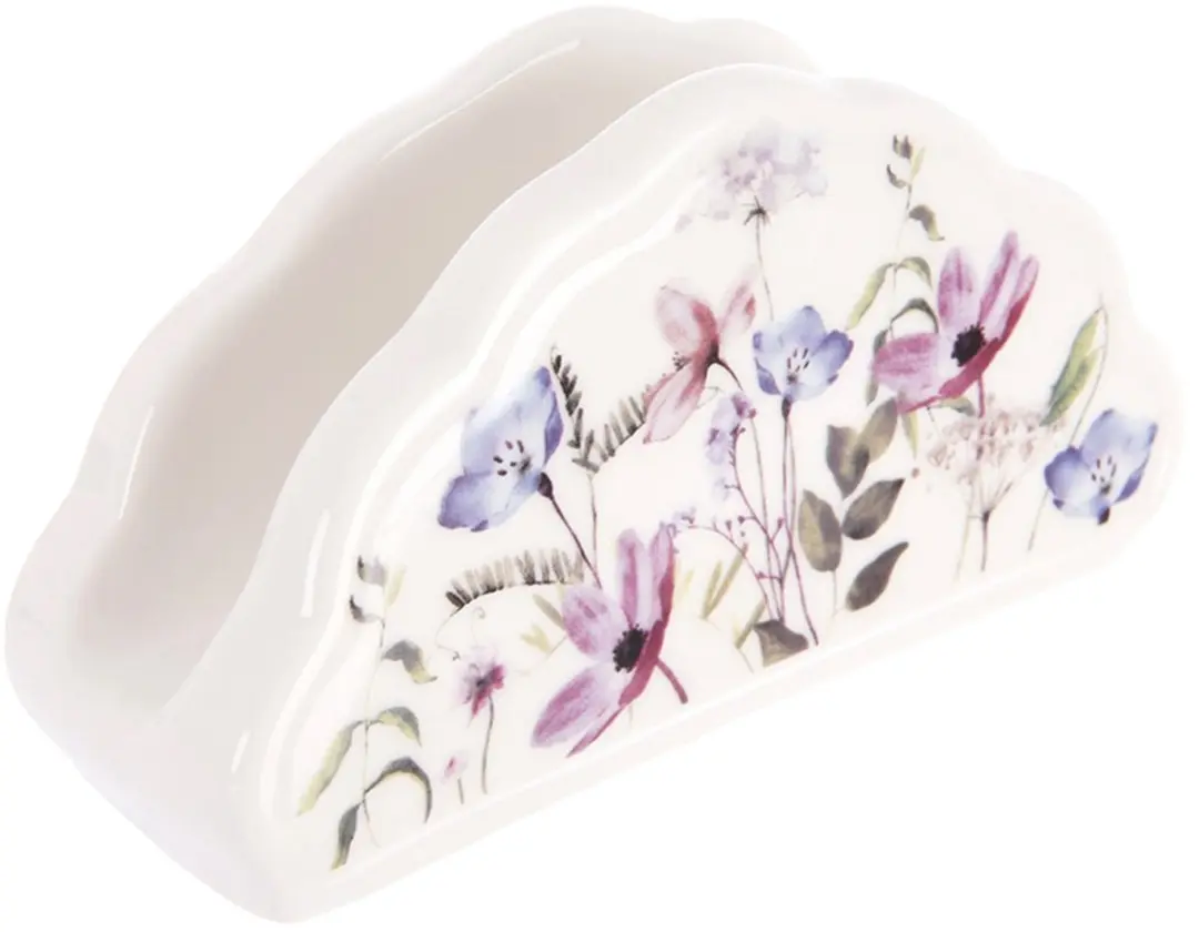 Orion Louka Servettenhouder Porselein Bloemen - 13x4,5x7cm - Veelkleurig