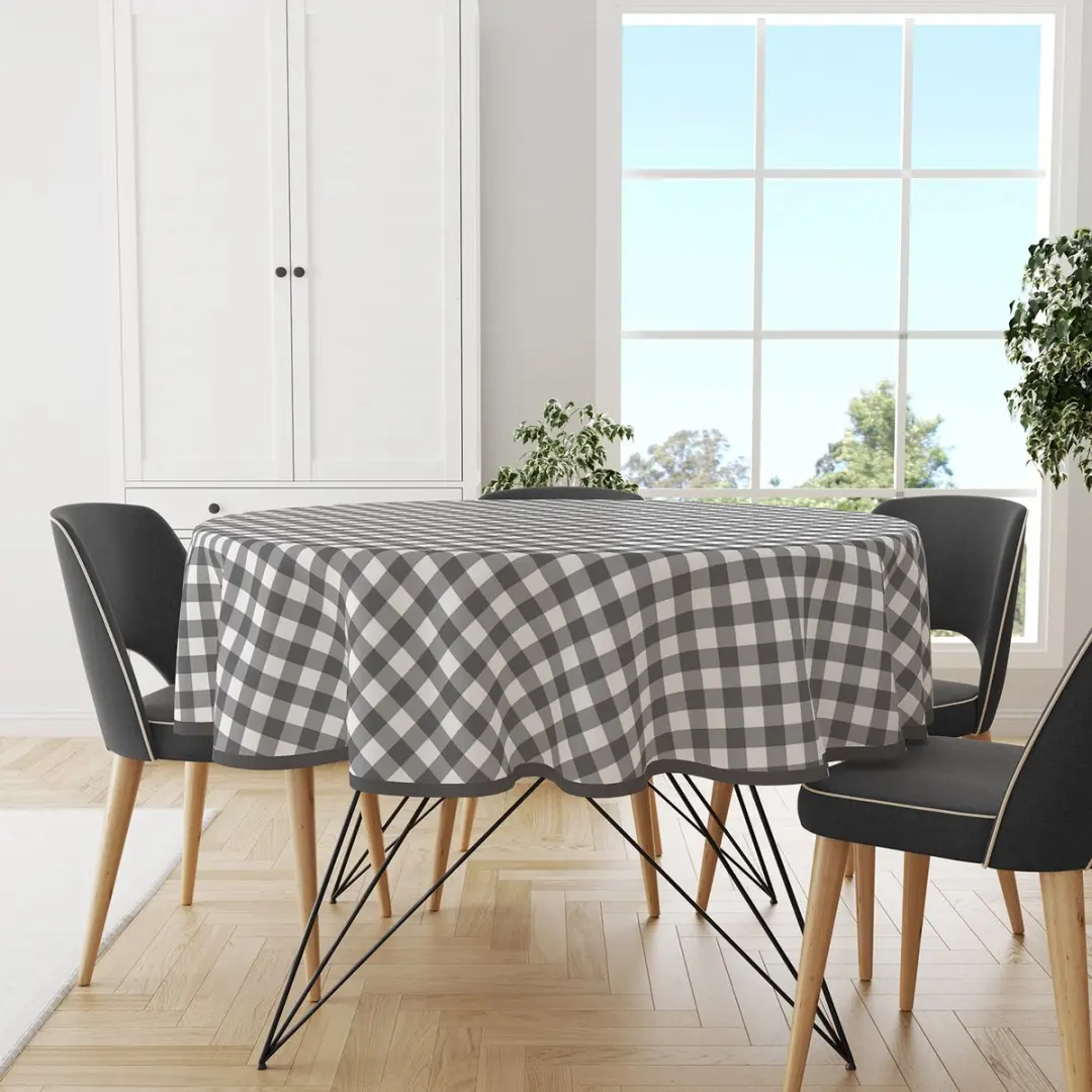 Wicotex Tafelzeil Ruit Grijs - Rond 160cm