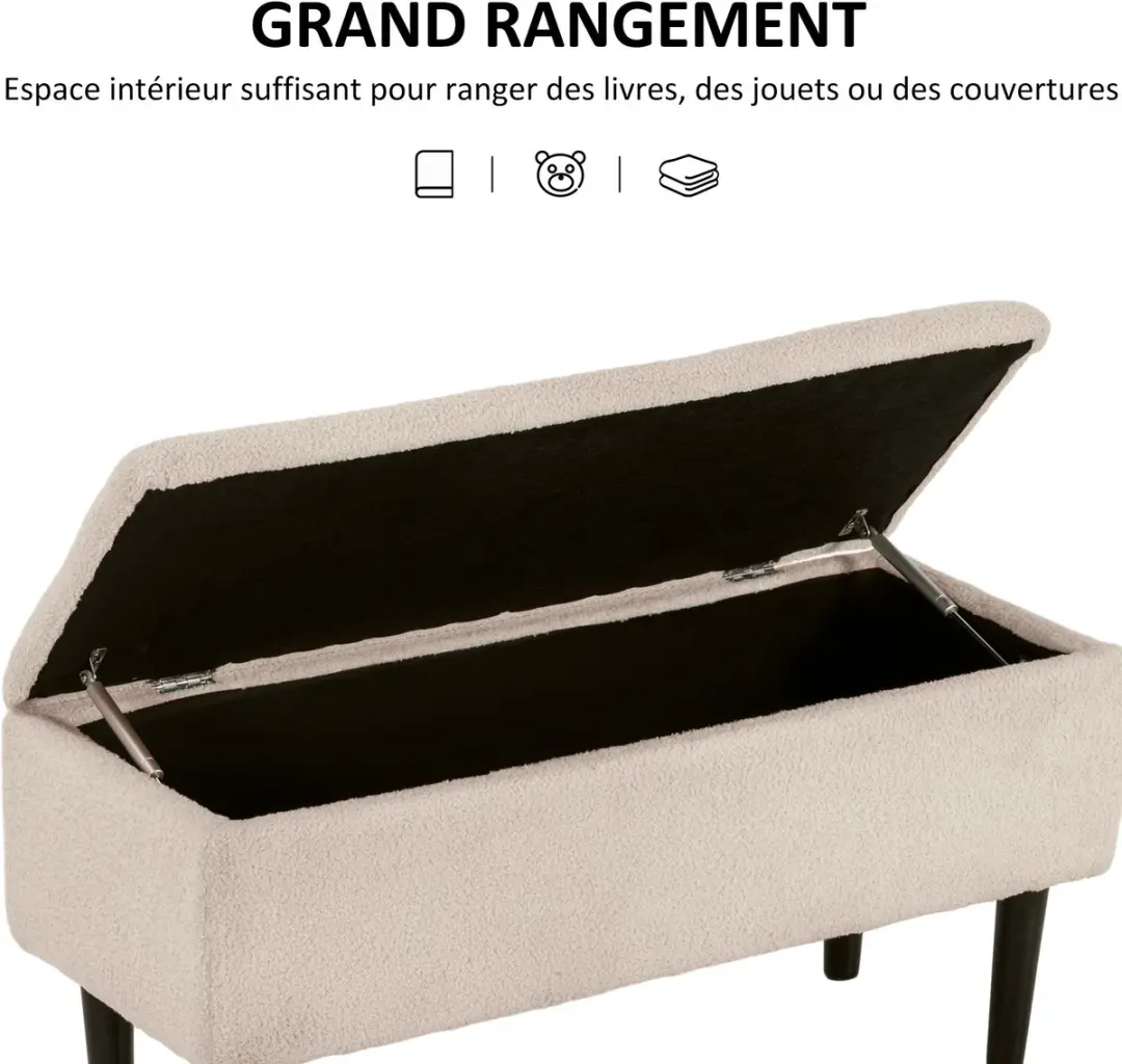 Homcom Opbergpoef Boulevard Beige - 95x38x45cm