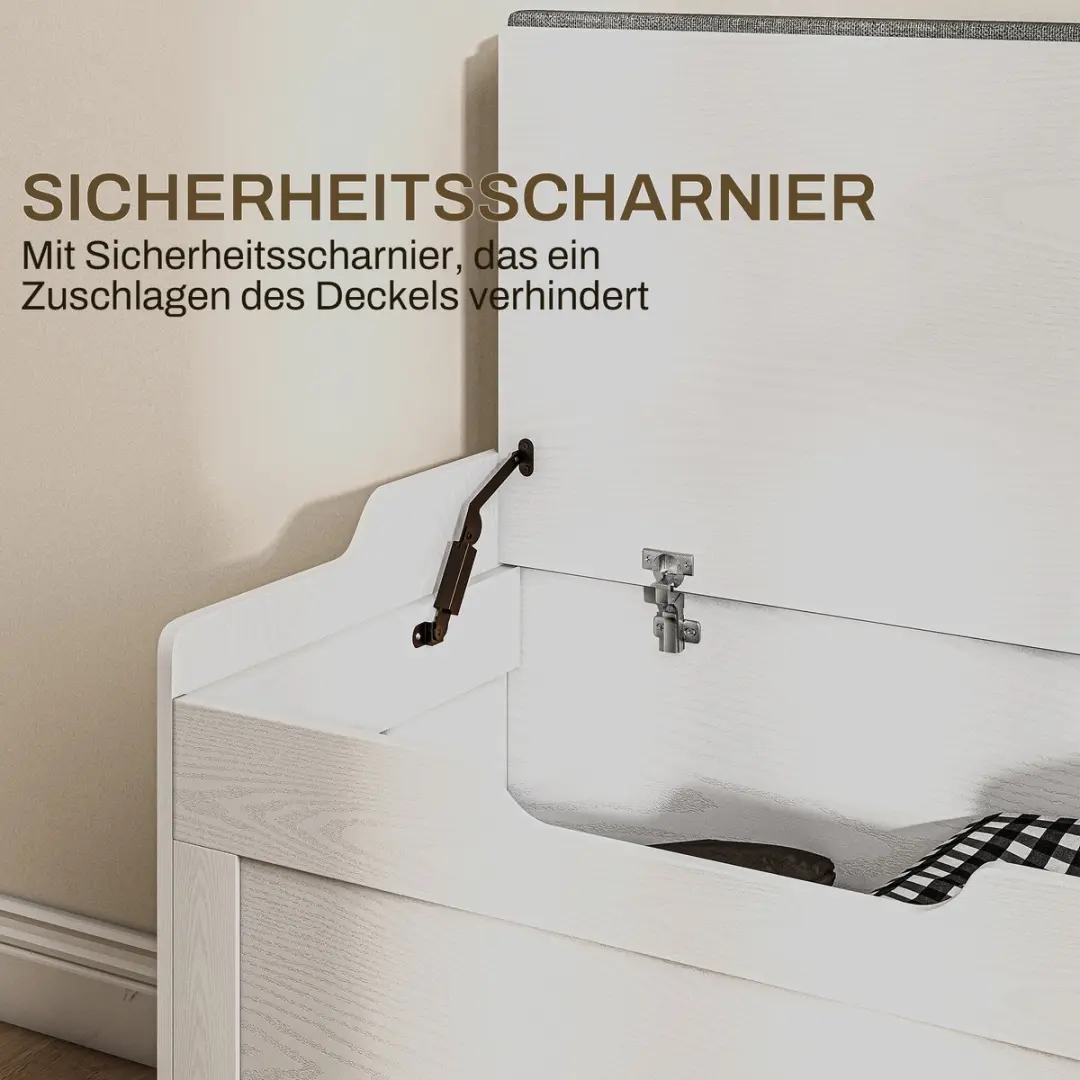 Homcom Opbergkist 75L - 40x56cm - Wit - afbeelding 6 van 6