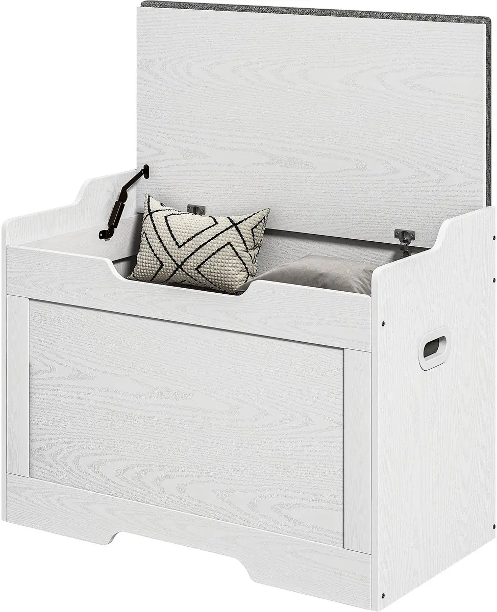 HOMCOM-Aufbewahrungstruhe-Polyester, Spanplatte-75L x 40B x 56H cm-Weiß