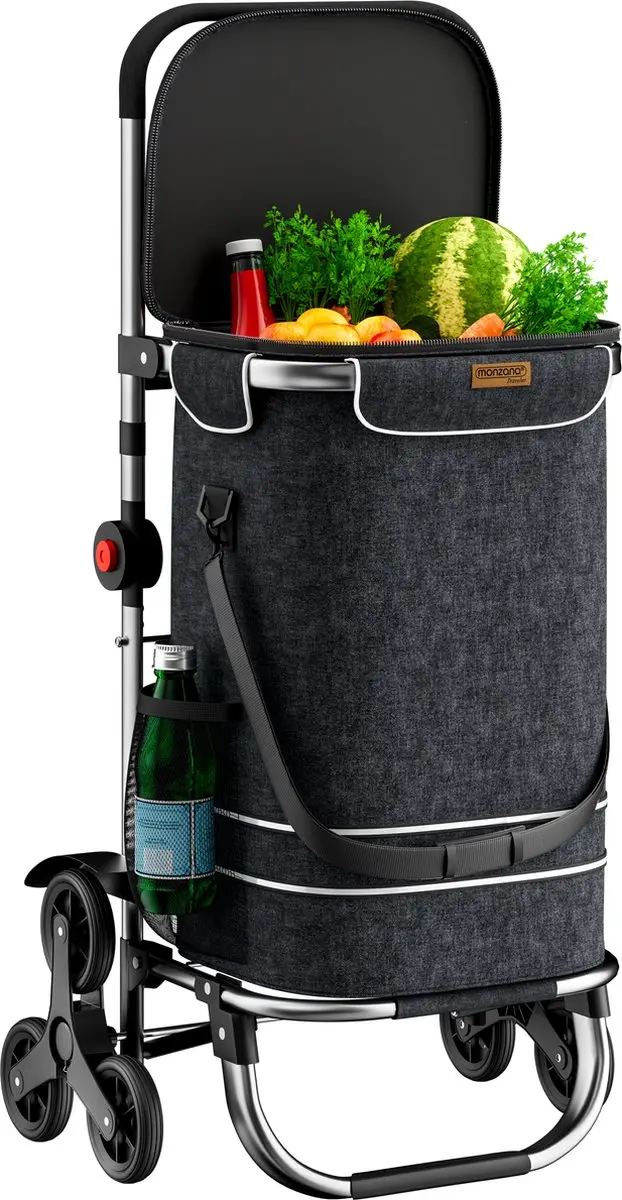 Monzana 2in1 Boodschappentrolley - 50kg Klapbaar 6 Wielen - Zwart