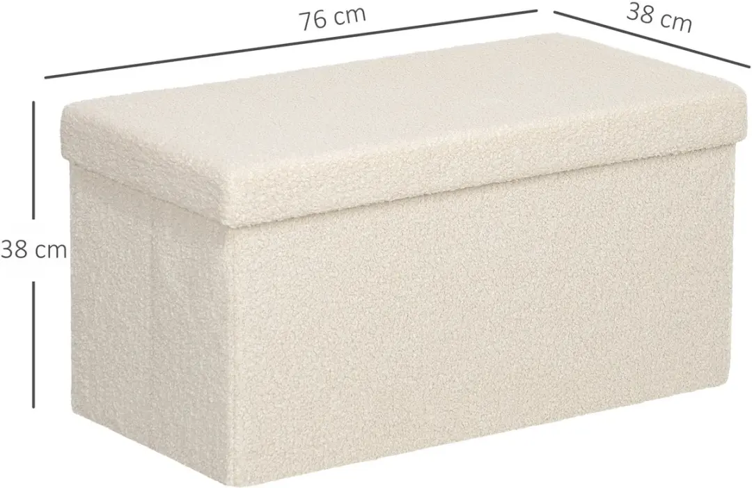 HOMCOM-Sitzbank-Polyester, MDF-76L x 38B x 38H cm-Cremeweiß